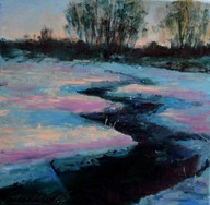 Zimowa" obraz olejny na płótnie 30x30cm , oryginał Garncarek Al,,,