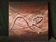 Złoty abstrakcyjny obraz olejny malowany na płótnie