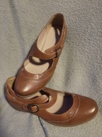 Buty damskie baleriny na niskim koturnie 7 Footglowe carmel skóra