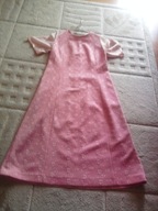 Piękna , różowa sukienka z haftowanej czeskiej krempliny - L/XL !!!