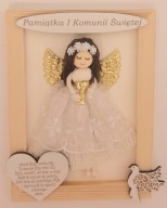 Pamiątka Pierwszej Komunii Świętej w ramce, Anioł Stróż makrama