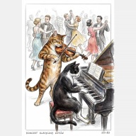 Koncert klasyczny kotów obraz na płótnie 55x80 muzyka skrzypce fortepian