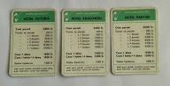 Gra towarzyska Fortuna (Żoliborz) karty hotel Victoria + Krakowski +Paryski