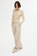 H & M koronkowa bluzka top transparentna stójka boho beżowa prześwitująca M