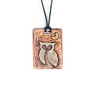 Sowa. Wisior z miedzi, mosiądzu i alpaki. Unikat!