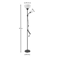 Lampa podłogowa 2w1, 175cm, czarna. Dwa światła E27+E14 do czytania.