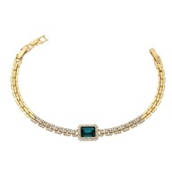 76810 BRANSOLETKA 18K POZŁACANA 19-17 CM 10 MM EMERALD CRYSTAL Swarovski