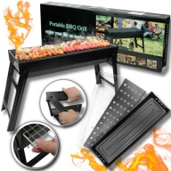 GRILL TURYSTYCZNY SKŁADANY XXL PRZENOŚNY 60x22 CM WĘGLOWY WALIZKA MANGAL