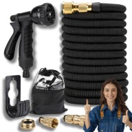 WĄŻ OGRODOWY ROZCIĄGLIWY 45M WZMOCNIONY ELASTYCZNY + ZRASZACZ + ZŁĄCZKI