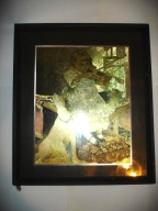 Świecący obrazek Dziewczynka ze skrzypcami i z pieskiem u boku