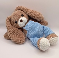 Królik w ogrodniczkach 30 cm szydełko - NA ZAMÓWIENIE