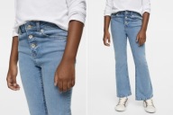 MANGO dżinsy flare spodnie dzwony z guzikami