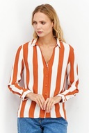 Cropp paski pomarańczowa koszula wzór prążki print czerwona marynarska boho