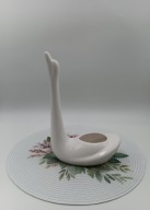 Łabędź z długą wyprostowaną szyją 27,5cm - ciekawy pojemnik z porcelany