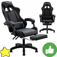 FOTEL GAMINGOWY Z PODNÓŻKIEM TKANINA MATERIAŁOWY ERGONOMICZNY REGULOWANY