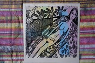 Opalająca się. 30 × 30 cm. 2025 r. (linoryt kol.)