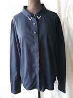 Bluzka granatowa z ozdobnym kołnierzykiem- M