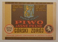 STARA ETYKIETA PIWO JASNE PEŁNE GÓRSKI ZDRÓJ BROWAR LEGNICA