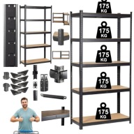 REGAŁ MAGAZYNOWY METALOWY CZARNY SKRĘCANY GARAŻ PIWNICA BIURO 180X90X40 cm