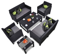 Zestaw mebli ogrodowych tworzywo sztuczne Rattan Efekt Orlando czarny 6 el.