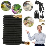 WĄŻ OGRODOWY 15M MOCNY ROZCIĄGLIWY ELASTYCZNY ZESTAW PISTOLET + ZŁĄCZKI