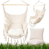 FOTEL WISZĄCY OGRODOWY KRZESŁO BRAZYLIJSKIE HAMAK HUŚTAWKA KOKON 2 PODUSZKI
