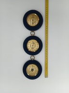 Barometr higrometr termometr - Stary - bordowy aksamit - ciekawy Inny 38cm