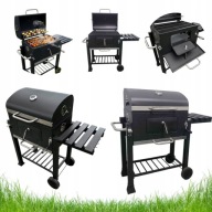 GRILL WĘGLOWY OGRODOWY DUŻY Z POKRYWĄ POPIELNIK PÓŁKI ŻELIWNY RUSZT