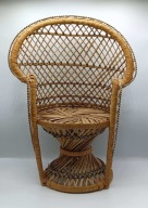 Piękny MINI fotel PAW ręcznie wykonany z ratanu kwietnik 44cm - rewelacyjny