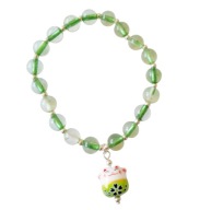Bransoletka z ceramicznym kotkiem, zielona