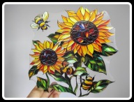 witraż witrażyk dekoracja okienna kwiaty słoneczniki