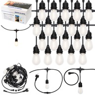GIRLANDA OGRODOWA ŚWIETLNA 20M 20X ŻARÓWKA LED E27 WODOSZCZELNA PRZEWÓD E27
