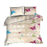 Pościel kora lux 160x220 + 2x50x60 guzik K 272 Motyle beż