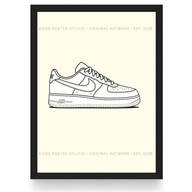 Plakat Nike Air Force 1 White/Illustrated/ (Czarna/Biała Ramka)
