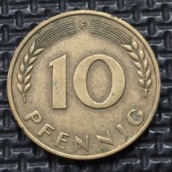 *NIEMCY [0209]*10 fenigów 1949*F* Niemcy Zachodnie (RFN) Kłosy, Liście dębu
