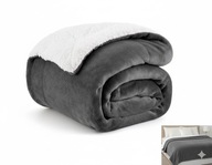 Koc Bedsure Sherpa Dwustronny 150x200cm Gruba Flanela Antracytowy