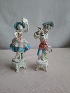 Dwie stare włoskie figurki tańcząca DZIEWCZYNA i grający CHŁOPAK