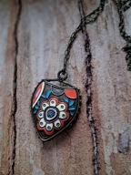 Wisiorek naszyjnik medalion kwiat Desigual miedź miedziany jedyny okazja