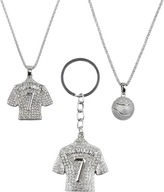 CRISTIANO RONALDO CR7 Zestaw 2 x Naszyjnik z wisiorkiem + Brelok do kluczy