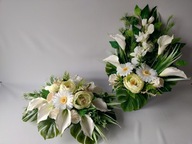 Komplet cmentarz kalie piwonia biel okrągły