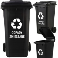 POJEMNIK NA ŚMIECI KOSZ ODPADY KUBEŁ DO SEGREGACJI CZARNY NA KÓŁKACH 120L