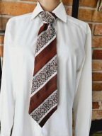 Ortal Łódź szeroki długi elegancki krawat dziadka retro vintage PRL