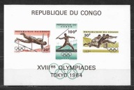 OLIMPIADA-TOKIO. REP.KONGO. Mi. Bl. cięty**1964r