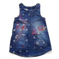 NEXT jeansowa sukienka w groszki NASZYWKI HAFTY 68 cm