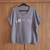 Made In Italy BOHEME damska beżowa bluzka oversize UNI