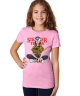 Pudrowy Róż Koszulka T-shirt Dziecięcy Stranger Things 12-14 LAT 152 cm