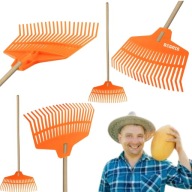 GRABIE DO LIŚCI TRAWY SIANA PLASTIKOWE Z KIJEM 21 ZĘBÓW TRZON GRABKI