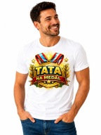 Koszulka Męska Tata Na Medal T-shirt Prezent Na Dzień Taty nadruk DTF XL