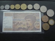 Francja - zestaw monet plus banknot 20 franków