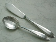 # Piękny posrebrzany zestaw łyżeczka do cukiernicy nożyk do masła #